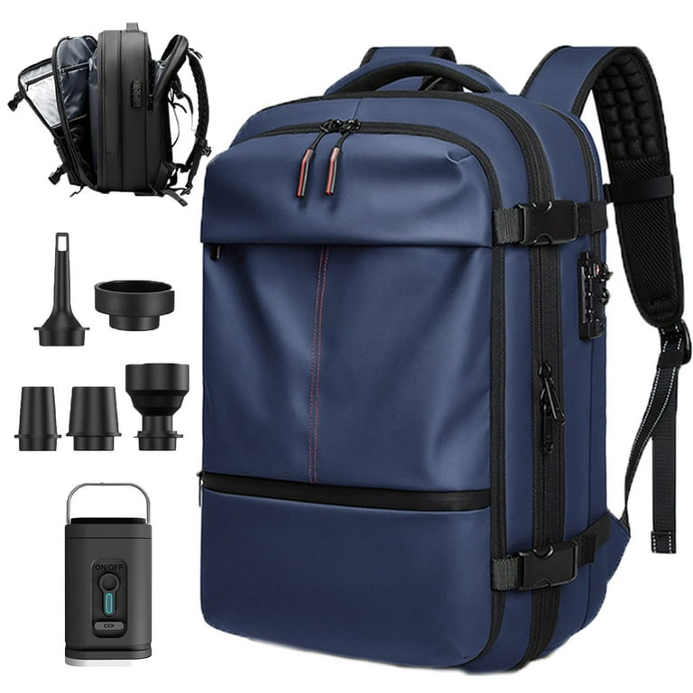 Easyvacpack USA Carry On, 60l Expandable Vacpack Backpack with Pump, Anti Theft, Vacuum Travel Backpacks, Flight Approved (Dark Blue) - Walmart.com Easyvacpack USA Carry On, 60l Expandable Vacpack Backpack with Pump, Anti Theft, Vacuum Travel Backpacks, Flight Approved (Dark Blue) - Walmart.com