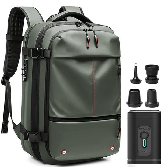 Easyvacpack USA Carry On, 60l Expandable Vacuum Seal Backpack, Water Resistant Anti Theft Carry-On Luggage (Green)