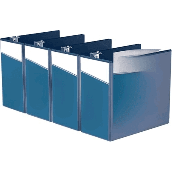 Easyview Premium 3-Ring Binders with Clear-View Covers and D Rings, Binders for School or Office, 5 Inch, Pack of 4, Royal Blue$$Office