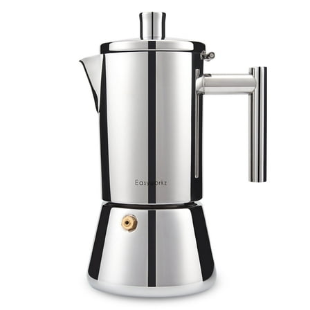 Easyworkz Diego 12 Cup Stovetop Espresso Coffee Maker Stainless Steel Italian Moka Pot, 17.5 oz