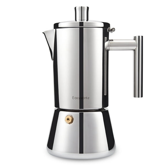 Easyworkz Diego 12 Cup Stovetop Espresso Coffee Maker Stainless Steel Italian Moka Pot, 17.5 oz