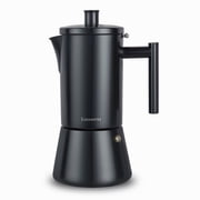Easyworkz Diego Stovetop Espresso Maker Stainless Steel Italian Coffee Machine Maker 6Cup 10 oz Moka Pot Induction Espresso Pot - Matte Black