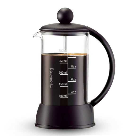 Easyworkz Eclipse French Press 12 oz Coffee Tea Maker with Borosilicate Glass,Black