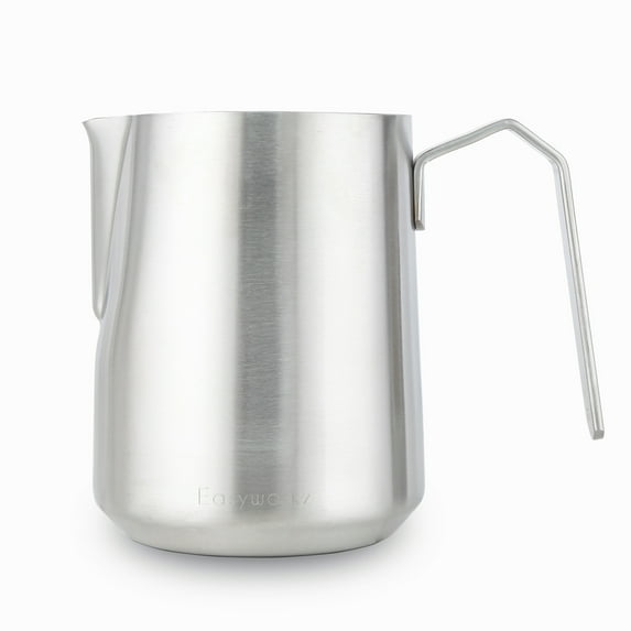 Easyworkz Espresso Milk Frothing Pitcher Heavy-Gauge Stainless Steel 20 oz Cappuccino Latte Art Cup, Brushed Silver