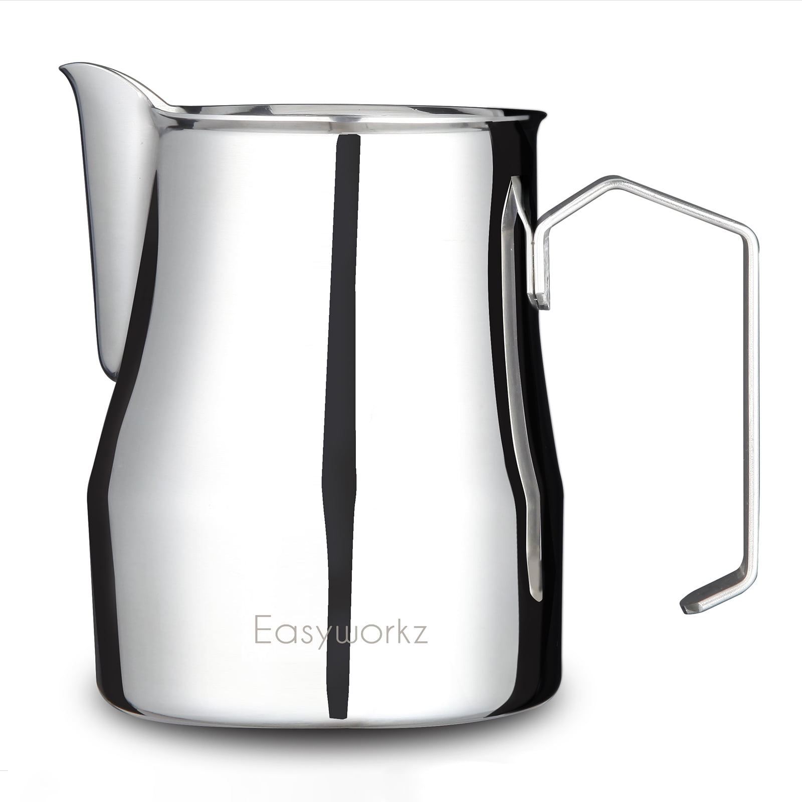 Easyworkz Espresso Steaming Pitcher Stainless Steel 15 oz Coffee Frothing Picther Milk Jug Cappuccino Latte Art Cup, Chrome