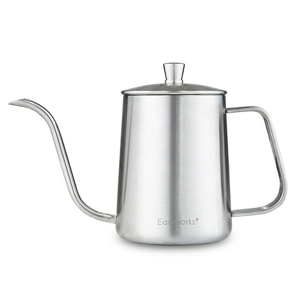 Easyworkz Gage Gooseneck Pour Over Coffee Kettle 20 oz Stainless Steel Hand Drip Coffee Pot, Brushed Silver