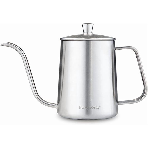 Easyworkz Gage Gooseneck Pour Over Coffee Kettle 20 oz with Thermometer Stainless Steel Hand Drip Coffee Pot With Long Narrow Spout