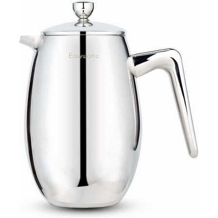 Easyworkz Nando French Press 12 oz Double Wall Insulated Thermal Coffee Maker,304 Stainless Steel Cafetiere