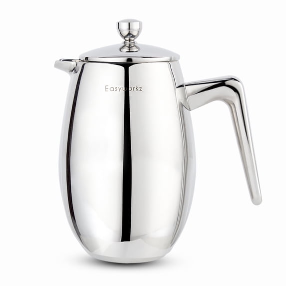 Easyworkz Nando French Press 12 oz Double Wall Insulated Thermal Coffee Maker, 304 Stainless Steel Cafetiere
