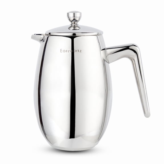 Easyworkz Nando French Press 12 oz Double Wall Insulated Thermal Coffee Maker, 304 Stainless Steel Cafetiere