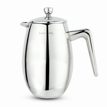 Easyworkz Nando French Press 34 oz Double Wall Insulated Thermal Coffee Maker, 304 Stainless Steel Cafetiere