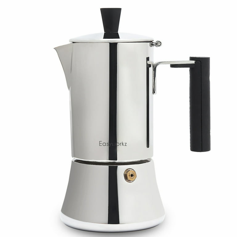 Easyworkz Pedro Stovetop Espresso Maker 6cup 300ml Stainless Steel Italian Coffee Machine Maker Moka Pot Induction Espresso Pot