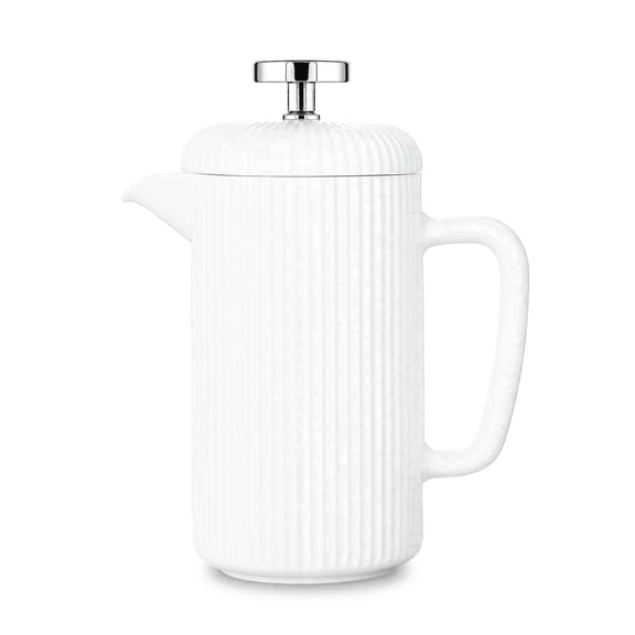 Easyworkz Porcelain French Press 22 fl oz, Coffee Maker with Stainless Steel Plunger, Ivory