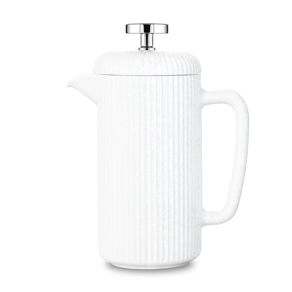 Easyworkz Porcelain French Press 34 fl oz, Coffee Maker with Stainless Steel Plunger, Ivory