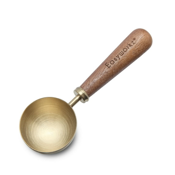 Easyworkz Retro Stainless Steel Coffee Scoop with Walnut Handle 10g / 1 Tbsp Coffee Measuring Spoon, Brass Gold