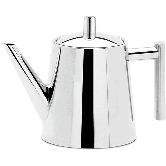 Easyworkz Stainless Steel Double Wall 34 oz Tea Pot with Removable Tea Infuser, Perfect for Brewing Your Favorite Tea, Chrome