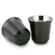Easyworkz Stainless Steel Espresso Cup 2pcs-Set Double Wall Insulated Demitasse Cups, 2.5 oz Black