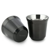 Easyworkz Stainless Steel Espresso Cup 2pcs-Set Double Wall Insulated Demitasse Cups, 5 oz Black