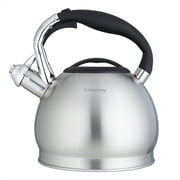 Easyworkz Whistling Stovetop Tea Kettle Food Grade Stainless Steel Hot Water Tea Pot, 2.4 Quart, Brushed Silver