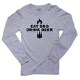 thumbnail image 1 of Eat BBQ Drink Beer - Simple Silhouette Flames & Beer Bottles Men's Long Sleeve Grey T-Shirt, 1 of 2