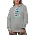 thumbnail image 1 of Eat, Beach, Sleep, Repeat, Summe Tie Dye Art Merch Gift, Heather Grey Hooded Sweatshirt or Hoodie, 3XL, 1 of 5