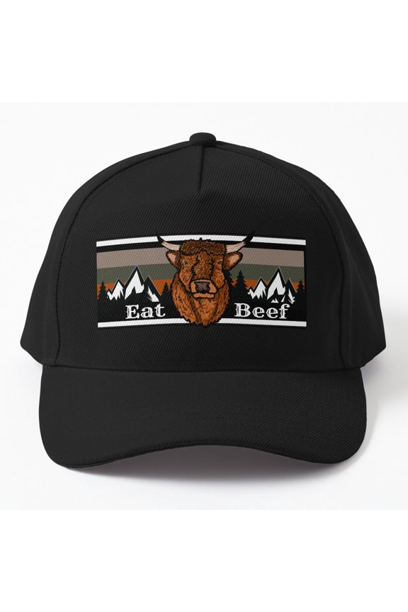 Eat Beef Baseball Cap, Ranch Food Statement Graphic Design, Classic Everyday Casual Hat