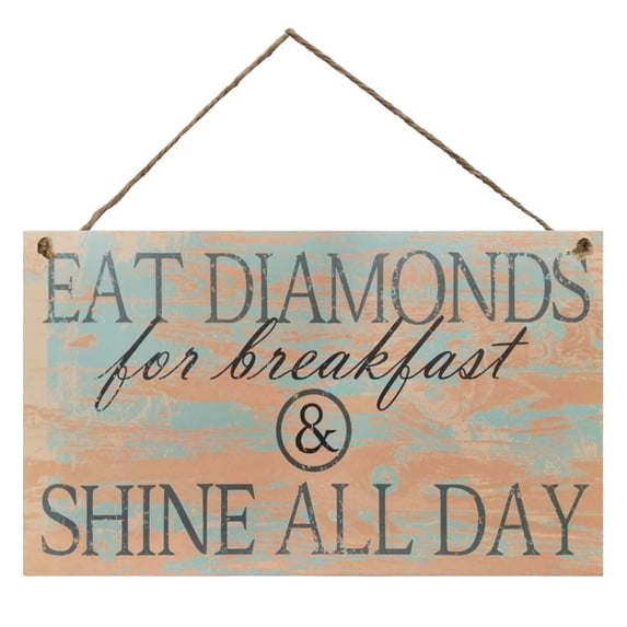 Eat Breakfast & All Day Kitchen Wall Decor Sign - Farmhouse Hanging Plaque With Rope Hanger For Home, Dining Room, Cafe - 8.98"X5.98" Pvc Art