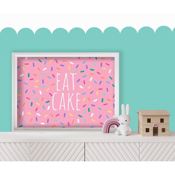 Eat Cake - Fun Wall Art, Colourful Sprinkles, Nursery Print Wall Art, Modern Wall Decor, 16x24 UNFRAMED