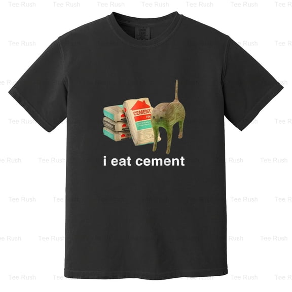 Eat Cement Cursed Cat Funny Oddly Specific Dank Meme, Humor, Animal Gift, Comfort Color T-Shirt Unisex, up to 4XL
