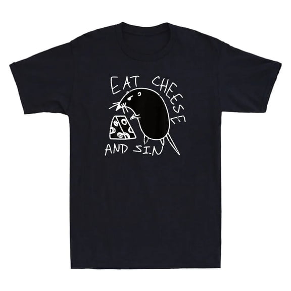 Eat Cheese And Sin Funny Rat With Cheese Meme Humor Quote Vintage Men's T-Shirt