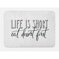 thumbnail image 1 of Eat Dessert First Bath Mat, Simplistic Design Life is Short Eat Dessert First Words Print, Plush Bathroom Decor Mat with Non Slip Backing, 29.5" X 17.5", Charcoal Grey White, by Ambesonne, 1 of 2