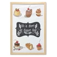 thumbnail image 1 of Eat Dessert First Wall Art with Frame, Vintage Patisserie Themed Various Desserts Doodle and Food Words Image, Printed Fabric Poster for Bathroom Living Room, 23" x 35", Multicolor, by Ambesonne, 1 of 2