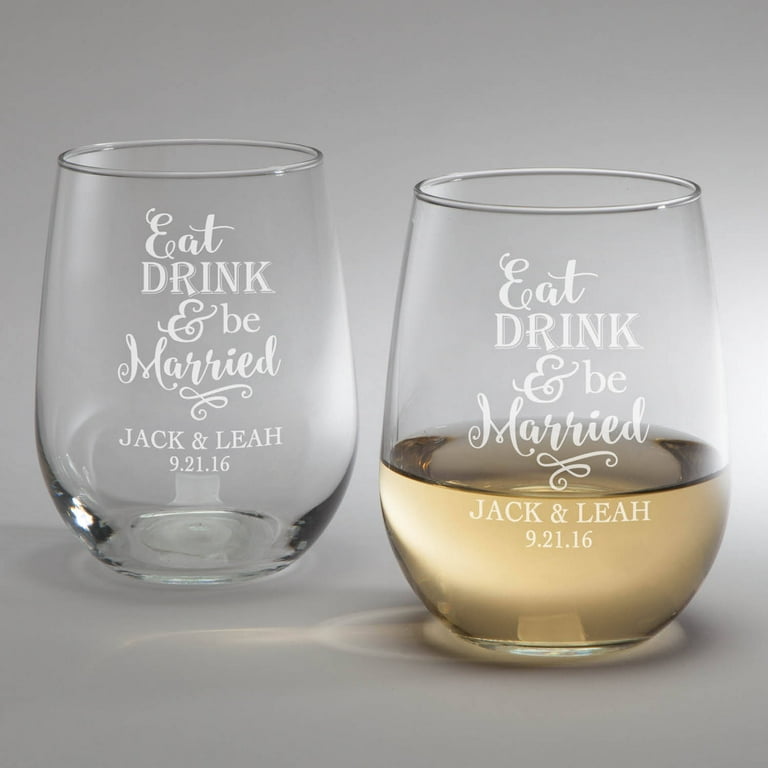 Stemless Monogrammed Drinking Glass Set