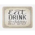 thumbnail image 1 of Eat Drink and Be Merry Bath Mat, Old Fashion Classic Lifestyle Vintage Christmas Message, Plush Bathroom Decor Mat with Non Slip Backing, 29.5" X 17.5", Beige and Charcoal Grey, by Ambesonne, 1 of 2