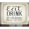 thumbnail image 1 of Ambesonne Eat Drink and Be Merry Curtains 2 Panel Set, Vintage Xmas, 108" x 96", Beige and Charcoal Grey, 1 of 3
