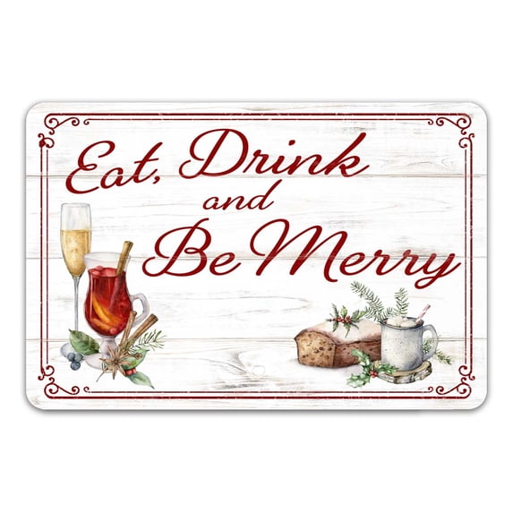 Eat Drink & Be Merry Sign Farmhouse Christmas Décor Decorations Wall Art Winter Décor Home 12x18 112180097014