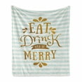 thumbnail image 1 of Eat Drink and Be Merry Soft Flannel Fleece Blanket, Christmas Typography Greeting Tradition Western Holiday, Cozy Plush for Indoor and Outdoor Use, 50" x 70", Ginger Mint Green White, by Ambesonne, 1 of 5