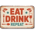 thumbnail image 1 of Eat Drink Repeat Metal Poster by DC | Vintage Tin Sign Wall Art for Indoor Use | 20x16" Rust-Free Aluminum Decor for Kitchen | UV Protected & Weatherproof Print | Made in USA, 1 of 7