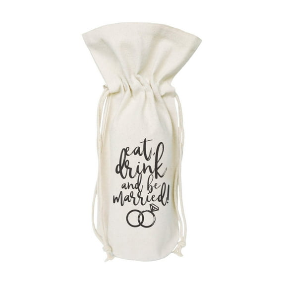 Eat, Drink and Be Married Cotton Canvas Wine Bag