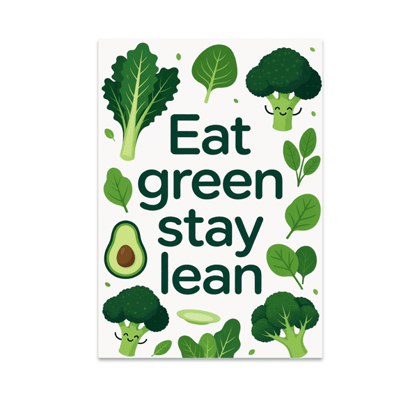 Eat Green Stay Lean Wall Art - Food Enthusiast - 13x19 Poster Print