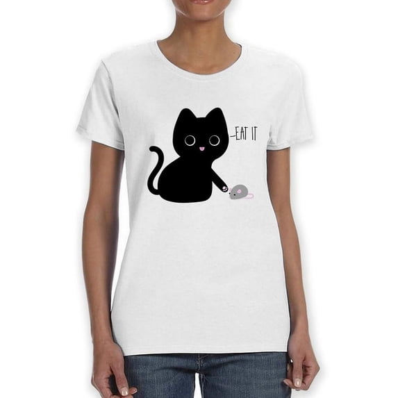 Eat It. Kitten W Mouse T-Shirt Women -Smartprints Designs, Female Large