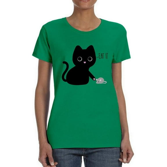 Eat It. Kitten W Mouse T-Shirt Women -Smartprints Designs, Female x-Large