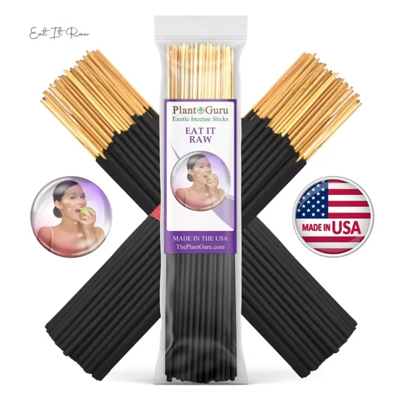 Eat It Raw Incense Sticks 7" Bulk - 1 Bundle 85 to 100 Sticks - Smooth and Clean Long Burn Time, 30 to 45 Minutes.