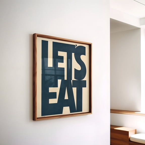 Let'S Eat Kitchen Print Kitchen Decor Cooking Art Kitchen Wall Art Print Navy Blue Print Square Print For Kitchen Poster UNFRAMED PAPER POSTER, Home Decor, Vintage Gift, Living Room Dercor