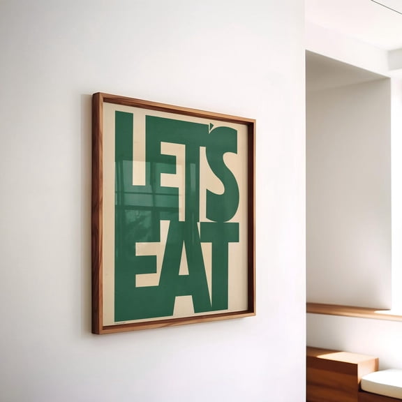 Let'S Eat Kitchen Print - Kitchen Decor, Kitchen Wall Art Print, Green Kitchen Poster, Square Print For Kitchen, Poster UNFRAMED PAPER POSTER, Home Decor, Vintage Gift, Living Room Dercor