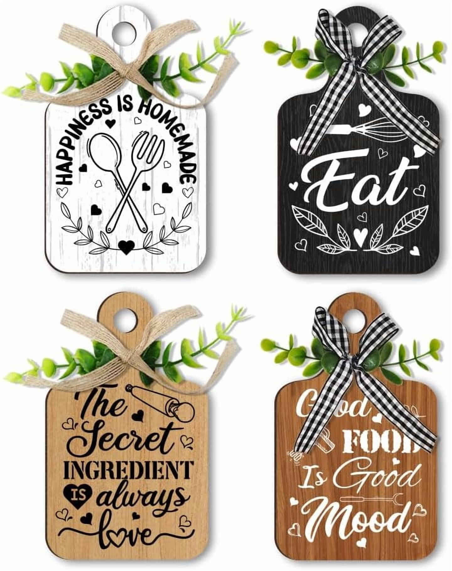 Eat Kitchen Wall Decor Set of 4 Food Dinnerware Wood Sign Hanging ...