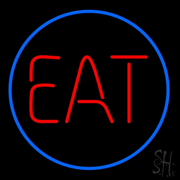 Eat LED Neon Sign 16 x 16 - inches, Clear Edge Cut Acrylic Backing ...