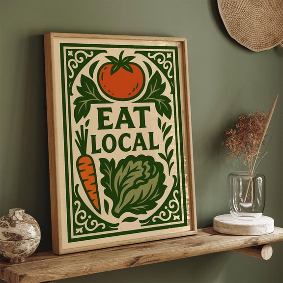 Eat Local Rococo French Kitchen Farmhouse Decor Unframed Paper Print