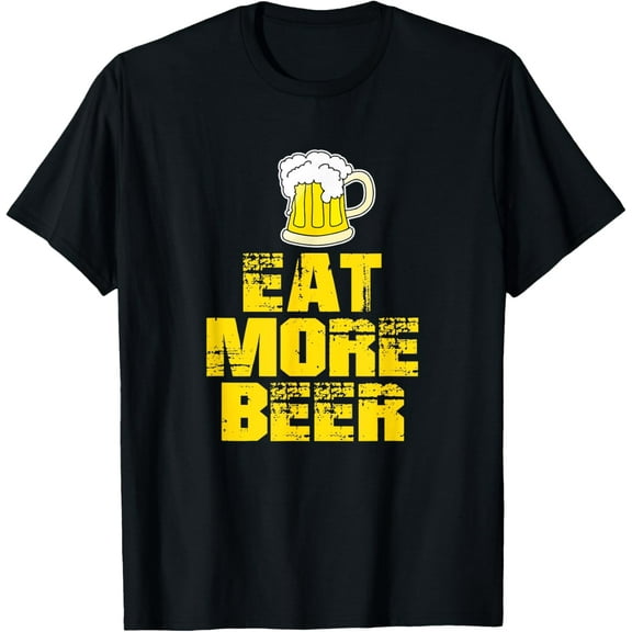 Eat More Beer TShirt |Funny Drinking Alcoholic Humor Pun Tee T-ShirtMen and women, Black T-shirt, size: Extra large S-4XL