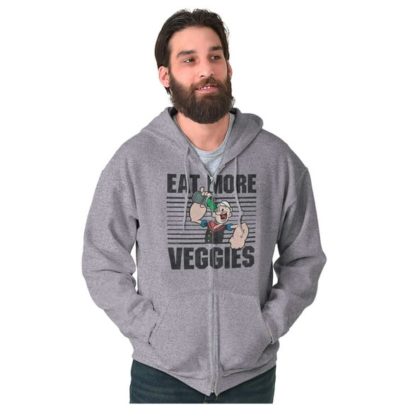 Eat More Veggies Popeye The Sailor Zip Up Hoodie Men's Women's Brisco Brands S